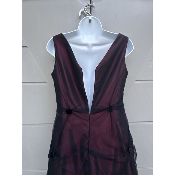 VTG Rickie Freeman Evening Gown Dress Sz 8 Black mesh Red Vamp Whimsigoth elegan - Picture 10 of 12